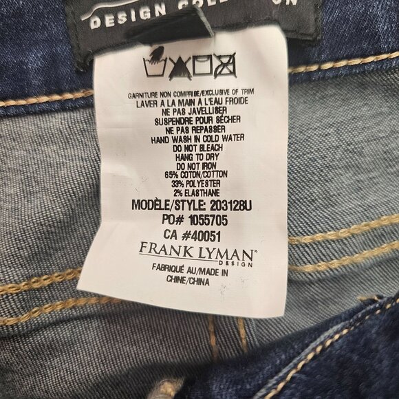 Frank Lyman Womens Denim Jeans With Gold Leopard Print Design L/G - Picture 6 of 7